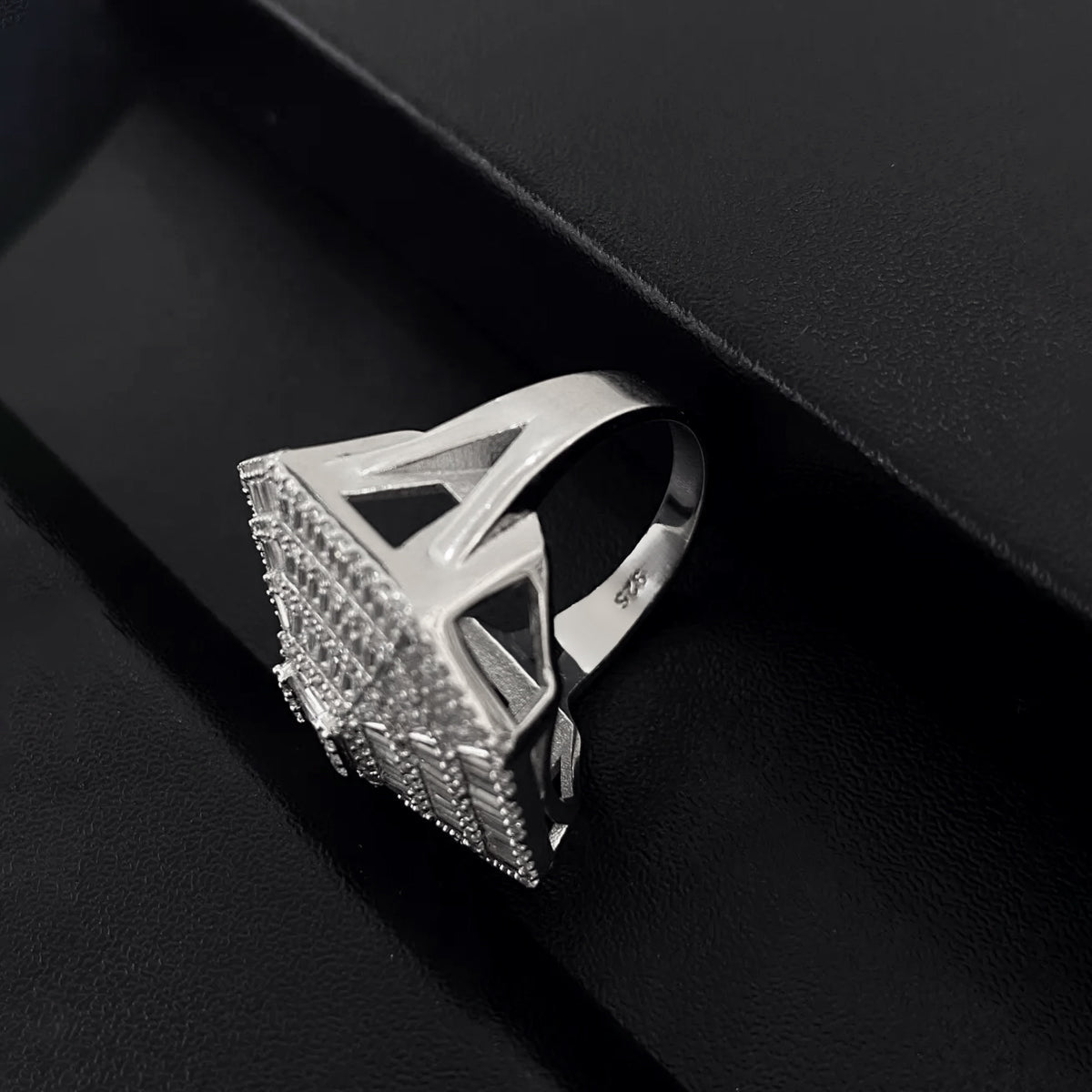 Zirconia Cluster Ring High Polish Gold Overlay Sterling Silver