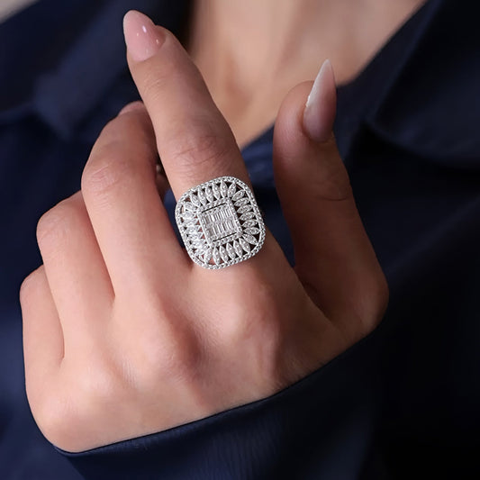 Multi Halo Cluster Ring Gold-Plated Luxury Jewelry