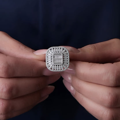 Multi Halo Cluster Ring Gold-Plated Luxury Jewelry