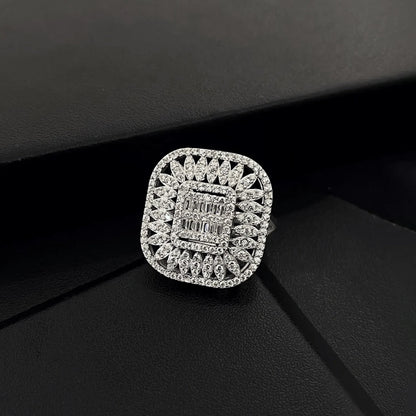 Multi Halo Cluster Ring Gold-Plated Luxury Jewelry