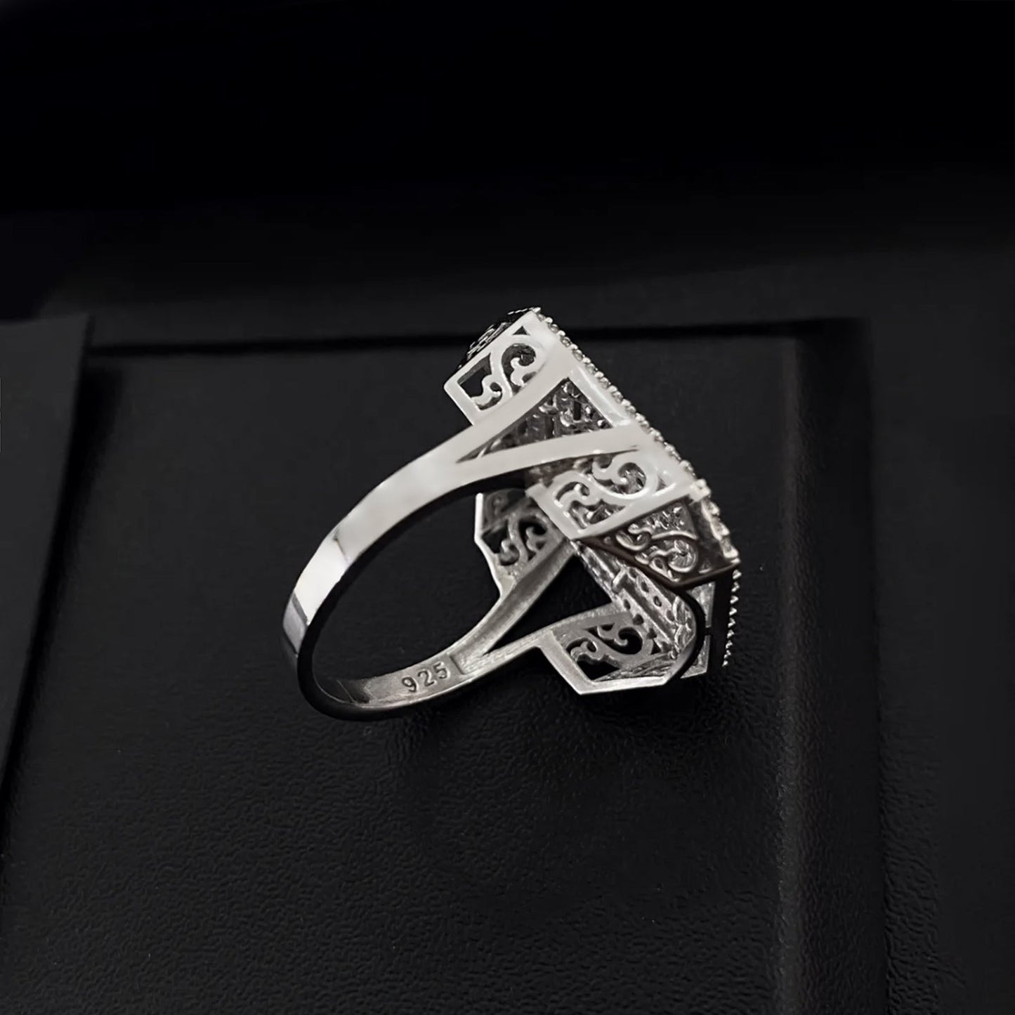 Geometric CZ Cluster Ring in Sterling Silver