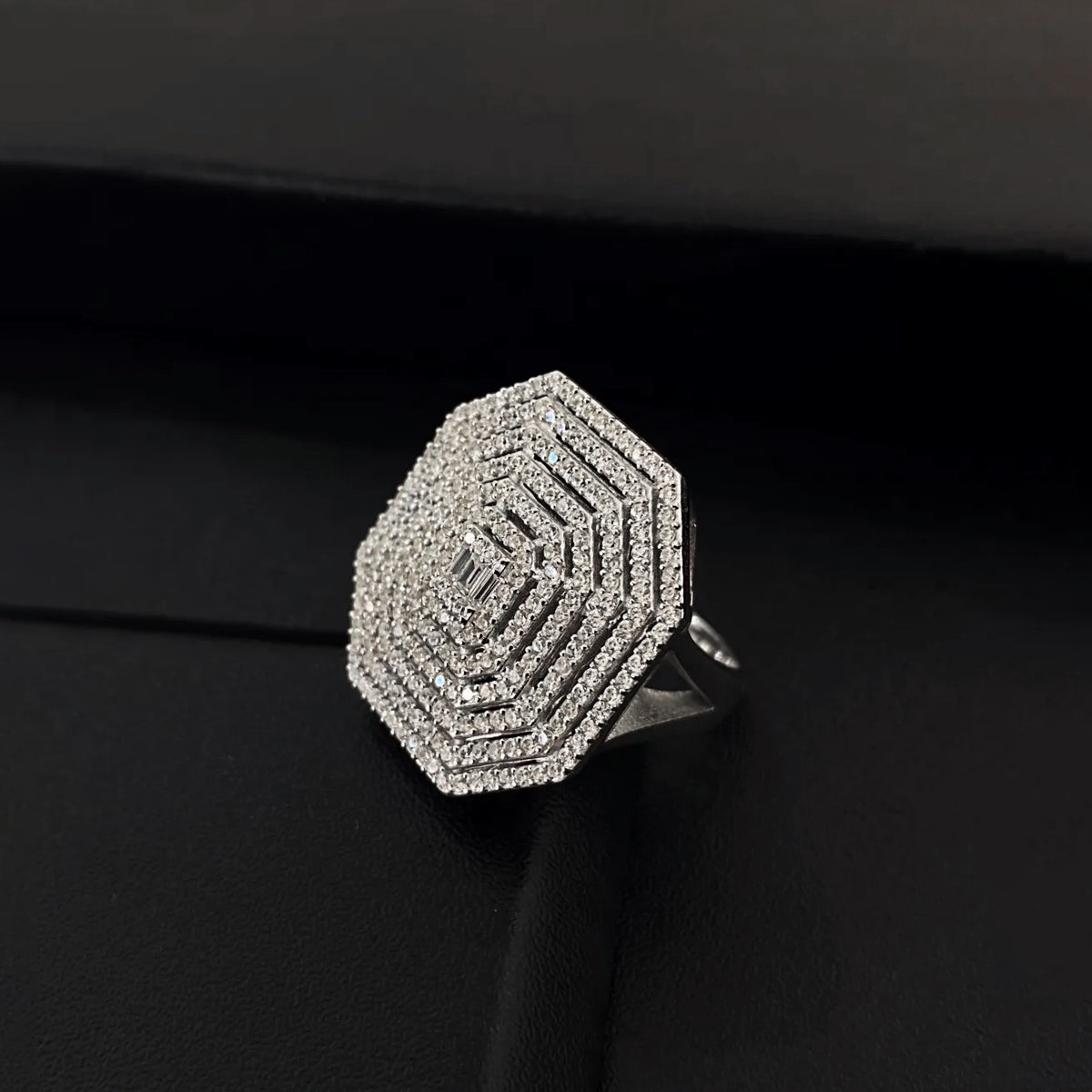 CZ Cluster Ring in 18k Gold Plated Sterling Silver