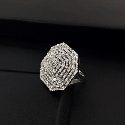 CZ Cluster Ring in 18k Gold Plated Sterling Silver