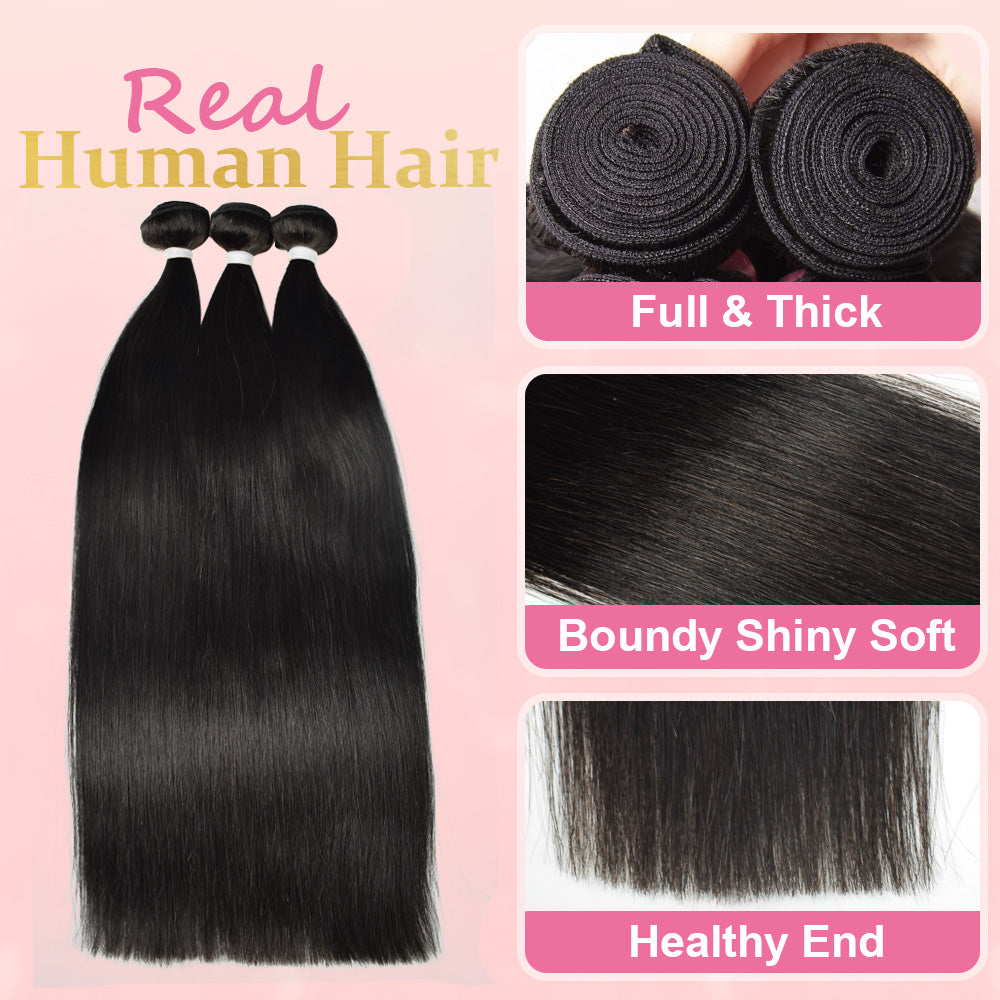 14A Straight 100% Brazilian Virgin Human Hair Weave Bundles CVOHAIR