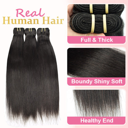 #1B Straight Hair 12A Bundles 100% Unprocessed Brazilian Virgin Human Hair Weave Bundles for Black Women CVOHAIR