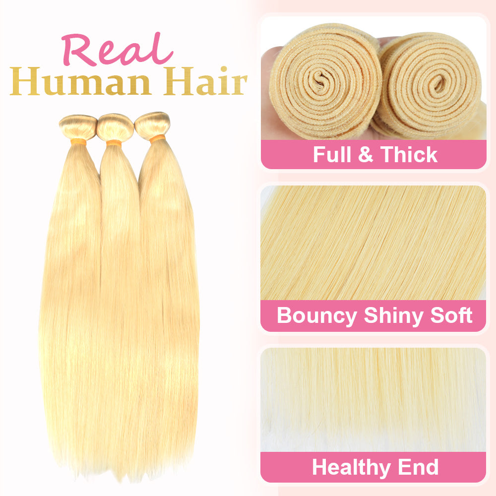 #613 Straight 10A Human Hair Bundles Virgin Hair 100% Unprocessed Weave Bundles Human Hair Double Weft CVOHAIR