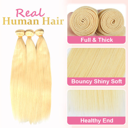 #613 Straight 10A Human Hair Bundles Virgin Hair 100% Unprocessed Weave Bundles Human Hair Double Weft CVOHAIR