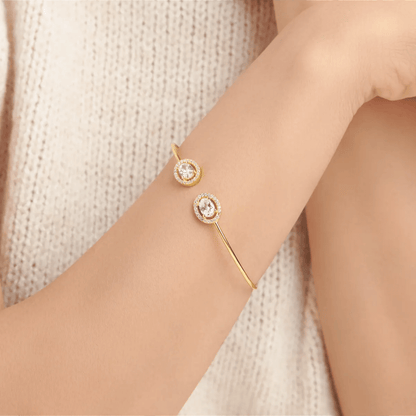 Dainty Cuff Bracelet Open Bangle with Zircon Crystals