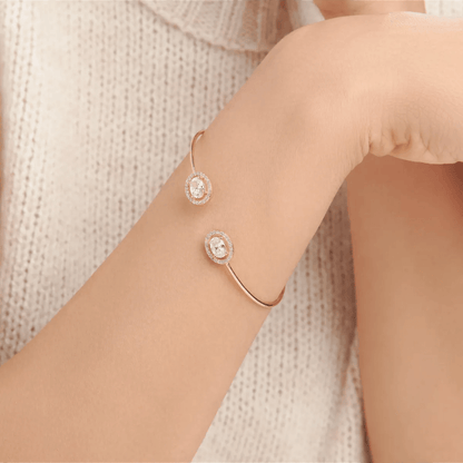 Dainty Cuff Bracelet Open Bangle with Zircon Crystals