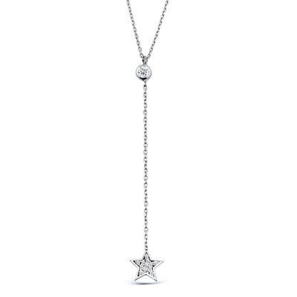 Dainty Y Necklace Silver Chain with Star Drop