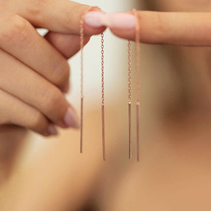 Long Threader Earrings Gold Plated Simple Chain