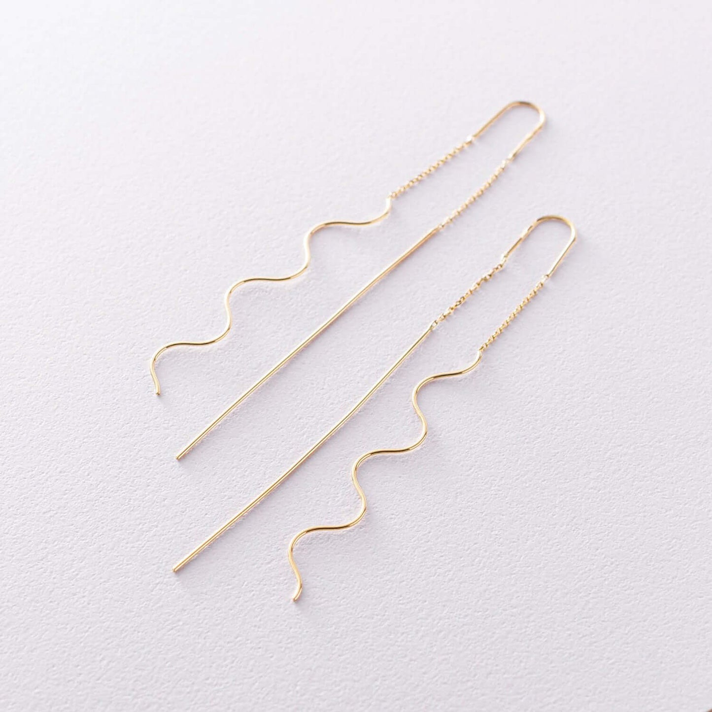 Earrings for Women Pull Through Chain and Curved Wire