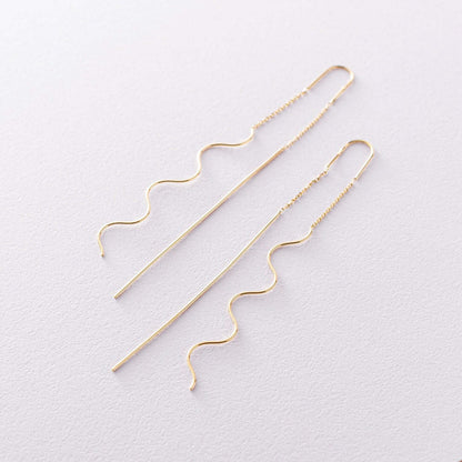 Earrings for Women Pull Through Chain and Curved Wire