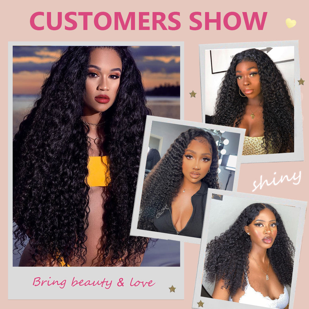 #1B Deep Curly 10A Hair Weave Bundles Brazilian Virgin Human Hair Cutctle Aligned Hair Bundles Soft Remy Hair CVOHAIR