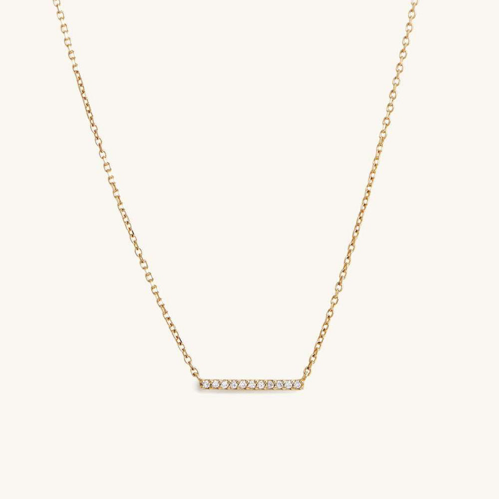 Diamond Line Necklace 14K Gold Bar Chain Super Fine Jewelry