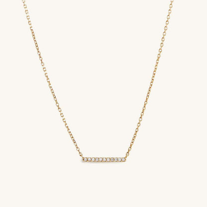 Diamond Line Necklace 14K Gold Bar Chain Super Fine Jewelry