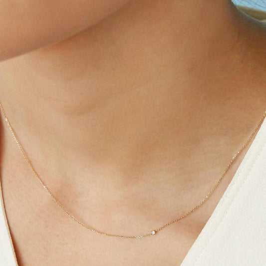 Tiny Diamond Choker with 14k Rose Gold Chain