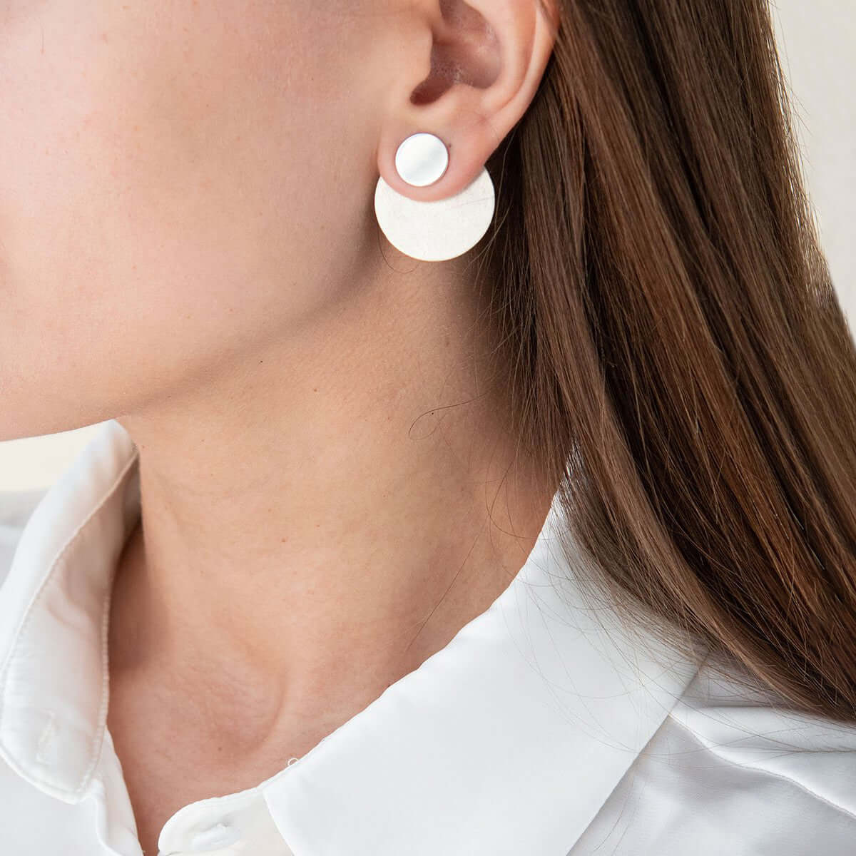 Ear Jacket Earrings Minimal Design Women's Silver Jewelry