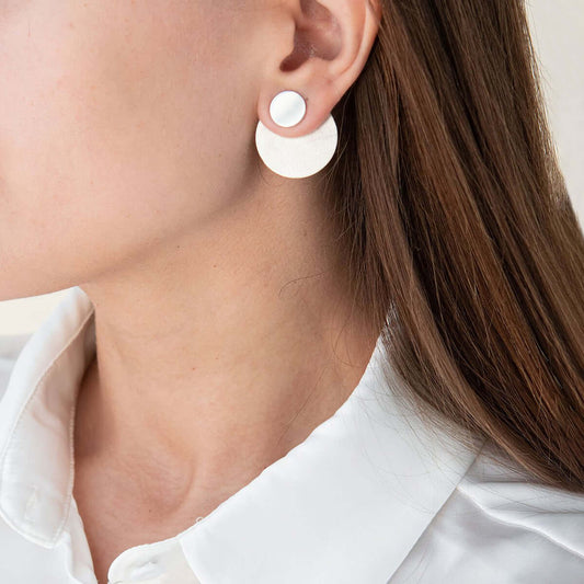 Ear Jacket Earrings Minimal Design Women's Silver Jewelry