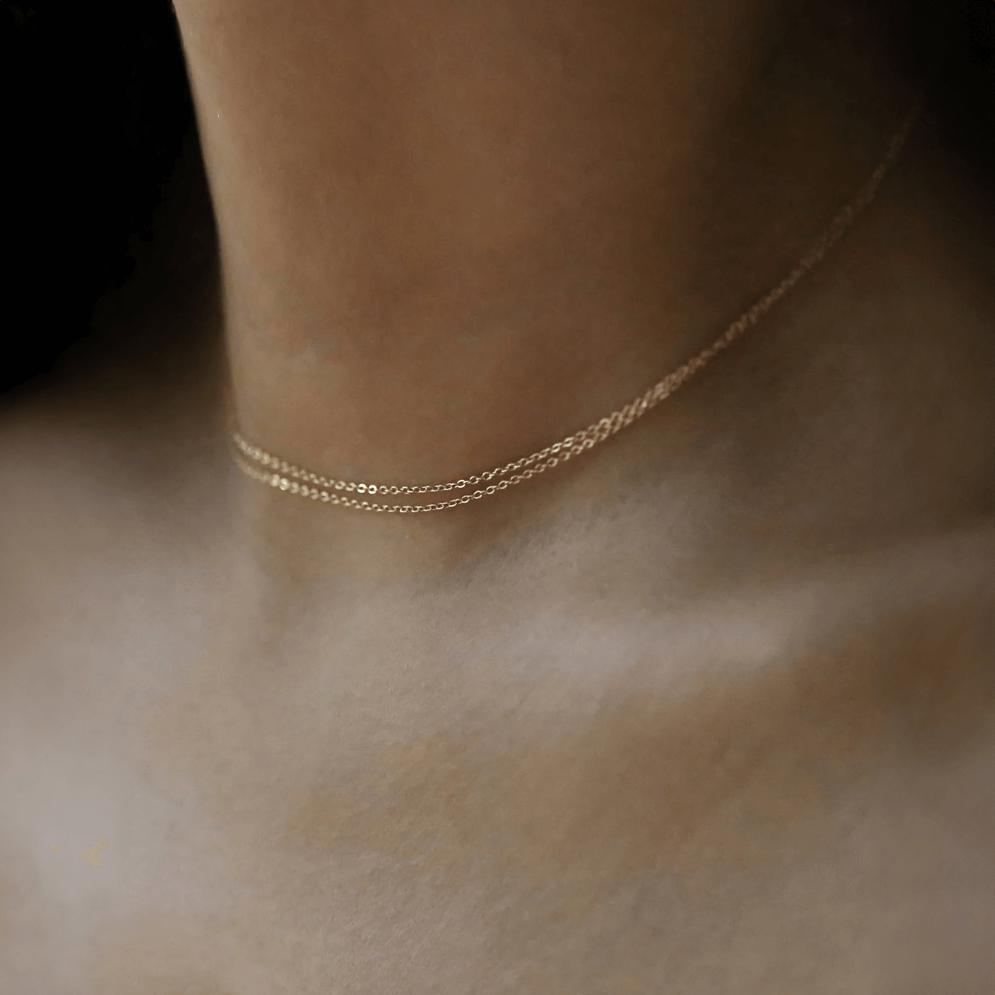 Double Wrap Dainty Chain Necklace in Sterling Silver