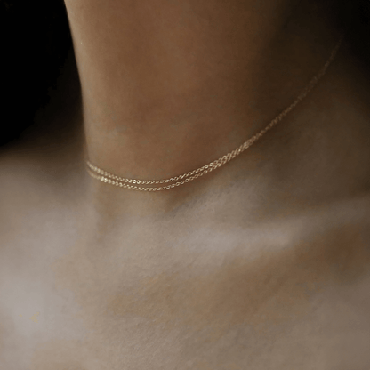 Double Wrap Dainty Chain Necklace in Sterling Silver