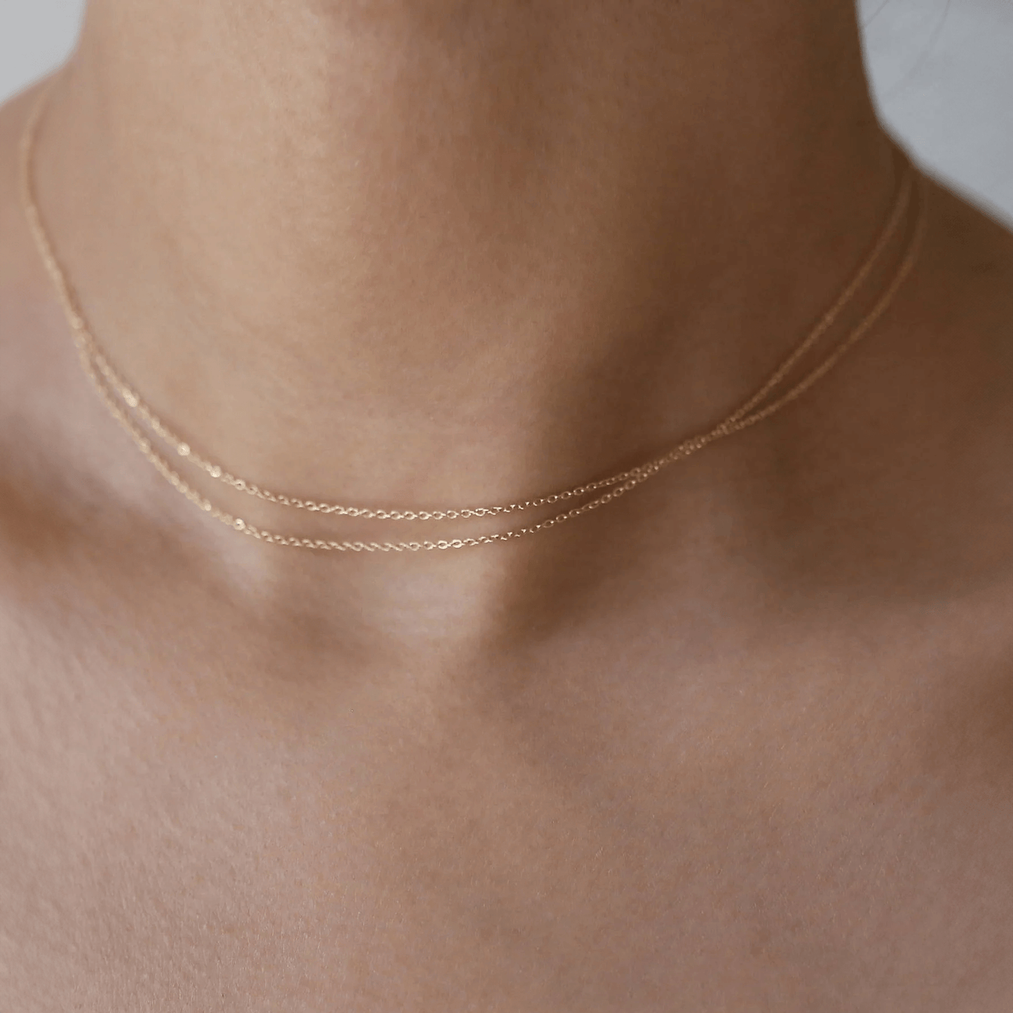 Double Wrap Dainty Chain Necklace in Sterling Silver