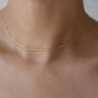 Double Wrap Dainty Chain Necklace in Sterling Silver