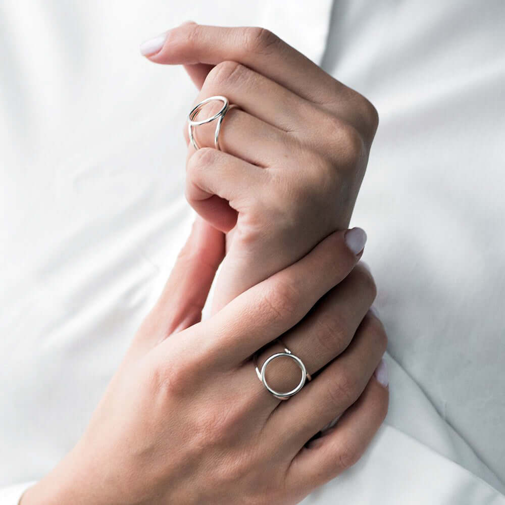 Handmade Double Wire Ring Geometric Jewelry Gift for Women