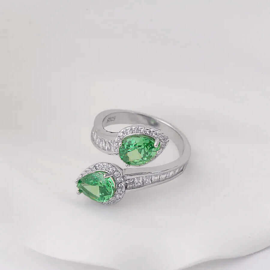 Pink Zircon Stone Adjustable Ring in 925 Silver