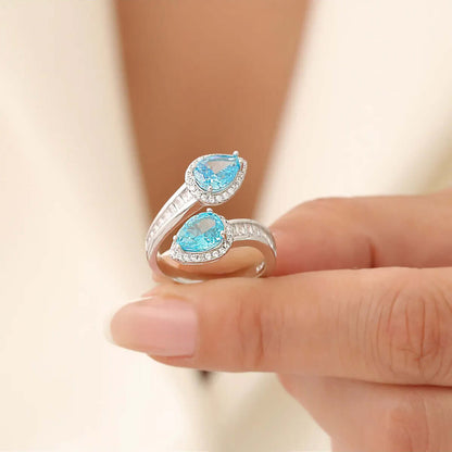 Drop Cut Sky Blue Stone Ring in 925 Sterling Silver