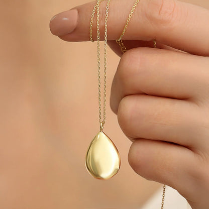 925 Silver Gold-Plated Drop Pendant Necklace