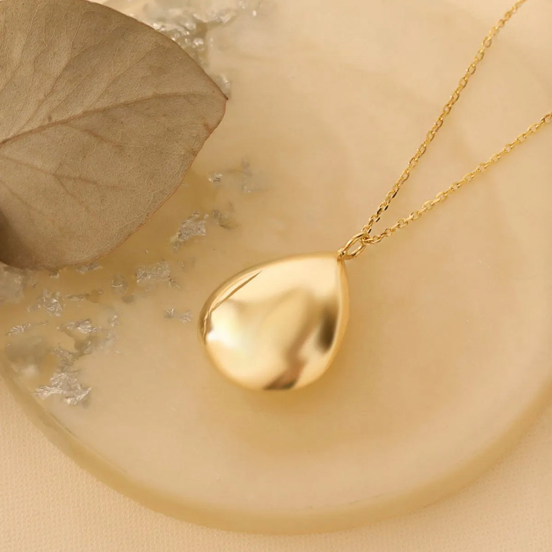 925 Silver Gold-Plated Drop Pendant Necklace