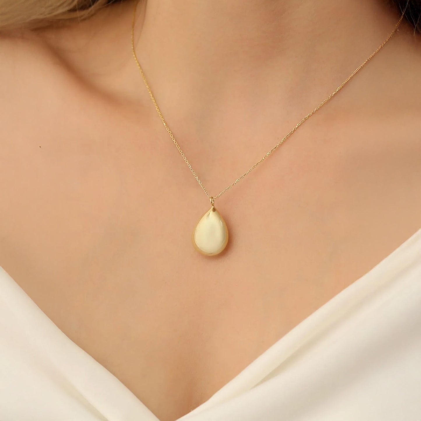 925 Silver Gold-Plated Drop Pendant Necklace