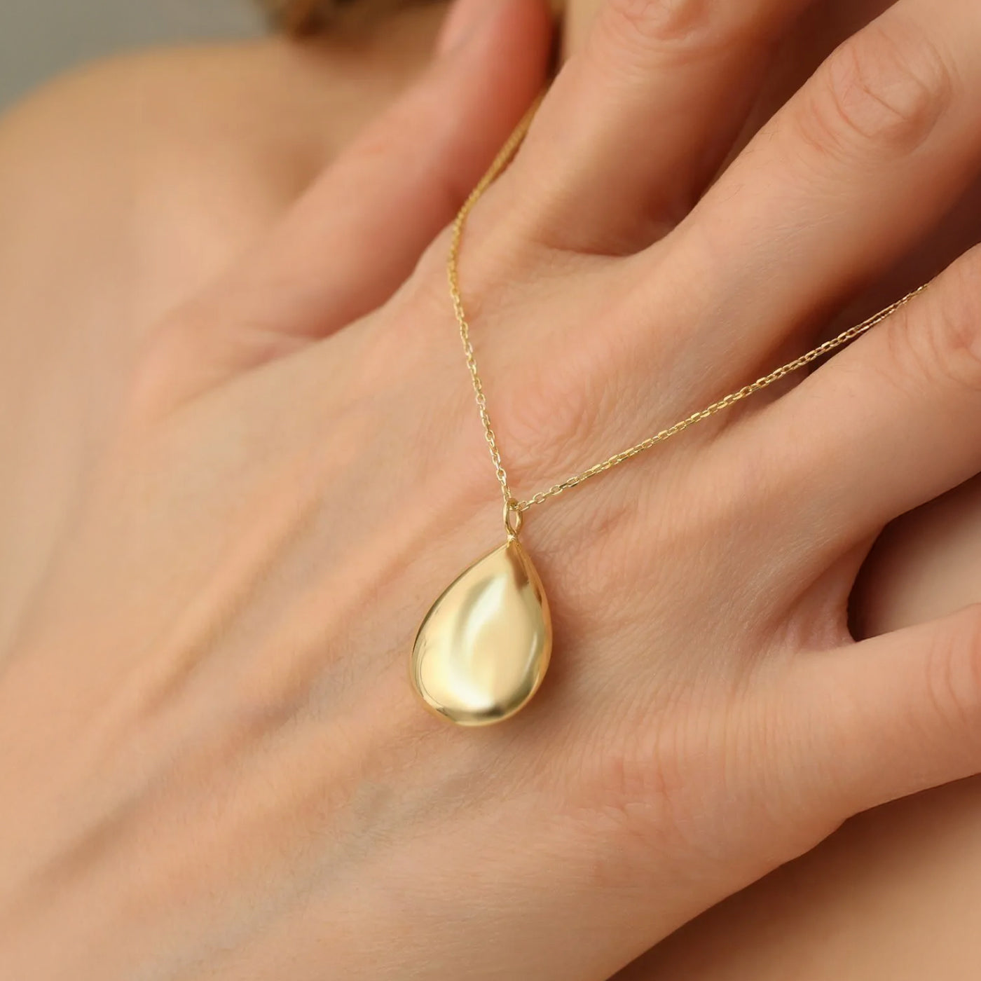 925 Silver Gold-Plated Drop Pendant Necklace