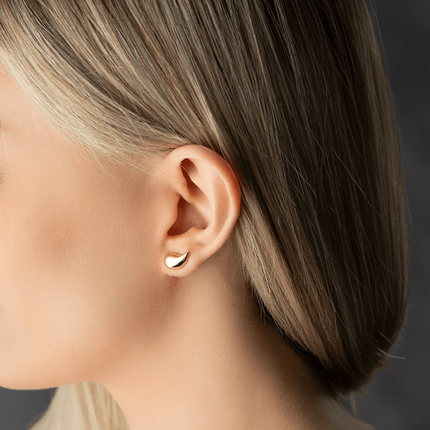 Yellow Gold Climber Earrings 925 Silver Drop Studs