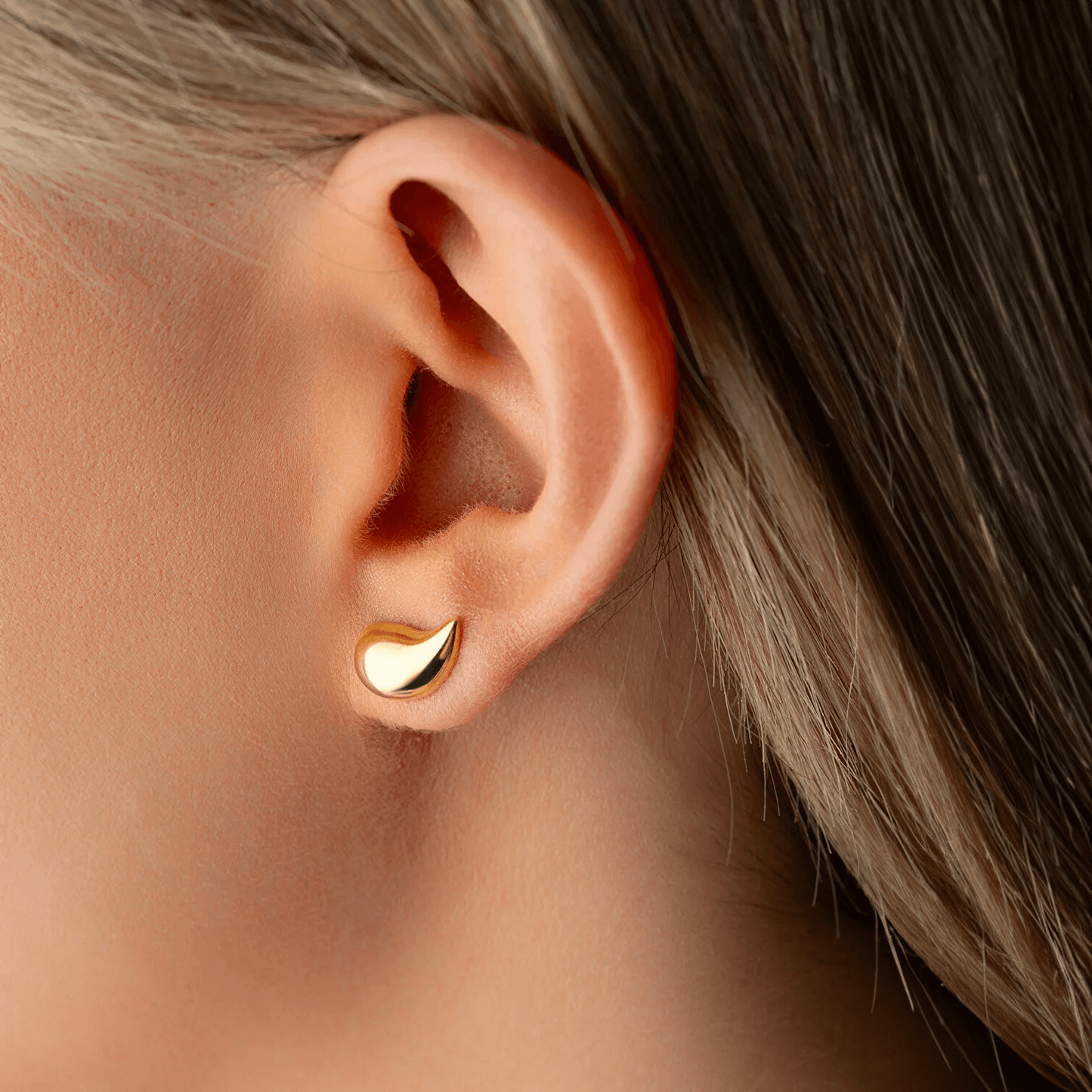 Yellow Gold Climber Earrings 925 Silver Drop Studs