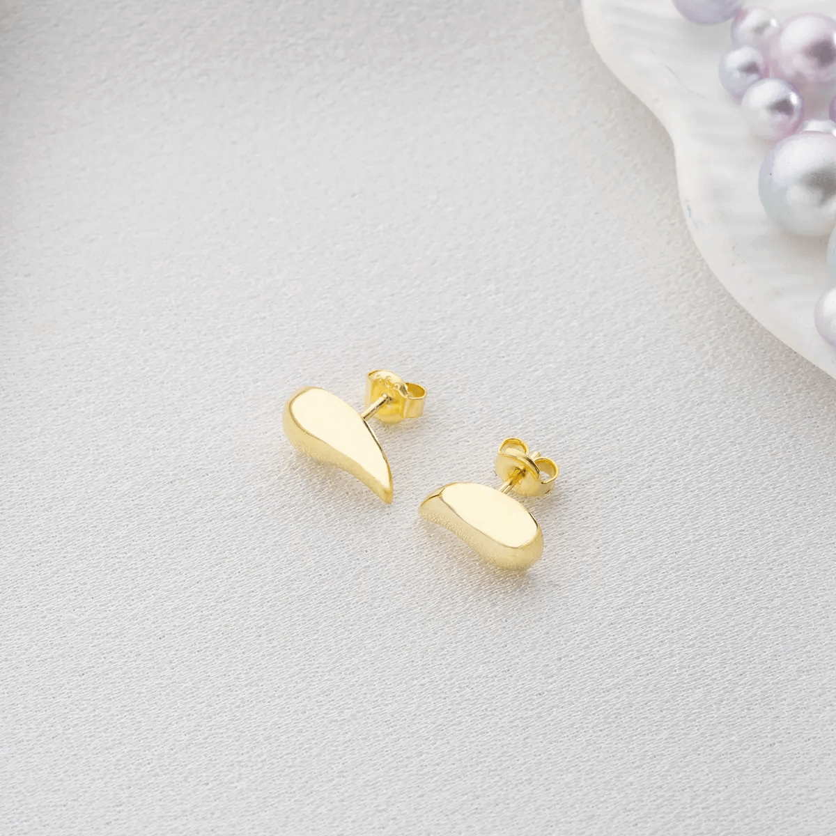 Yellow Gold Climber Earrings 925 Silver Drop Studs