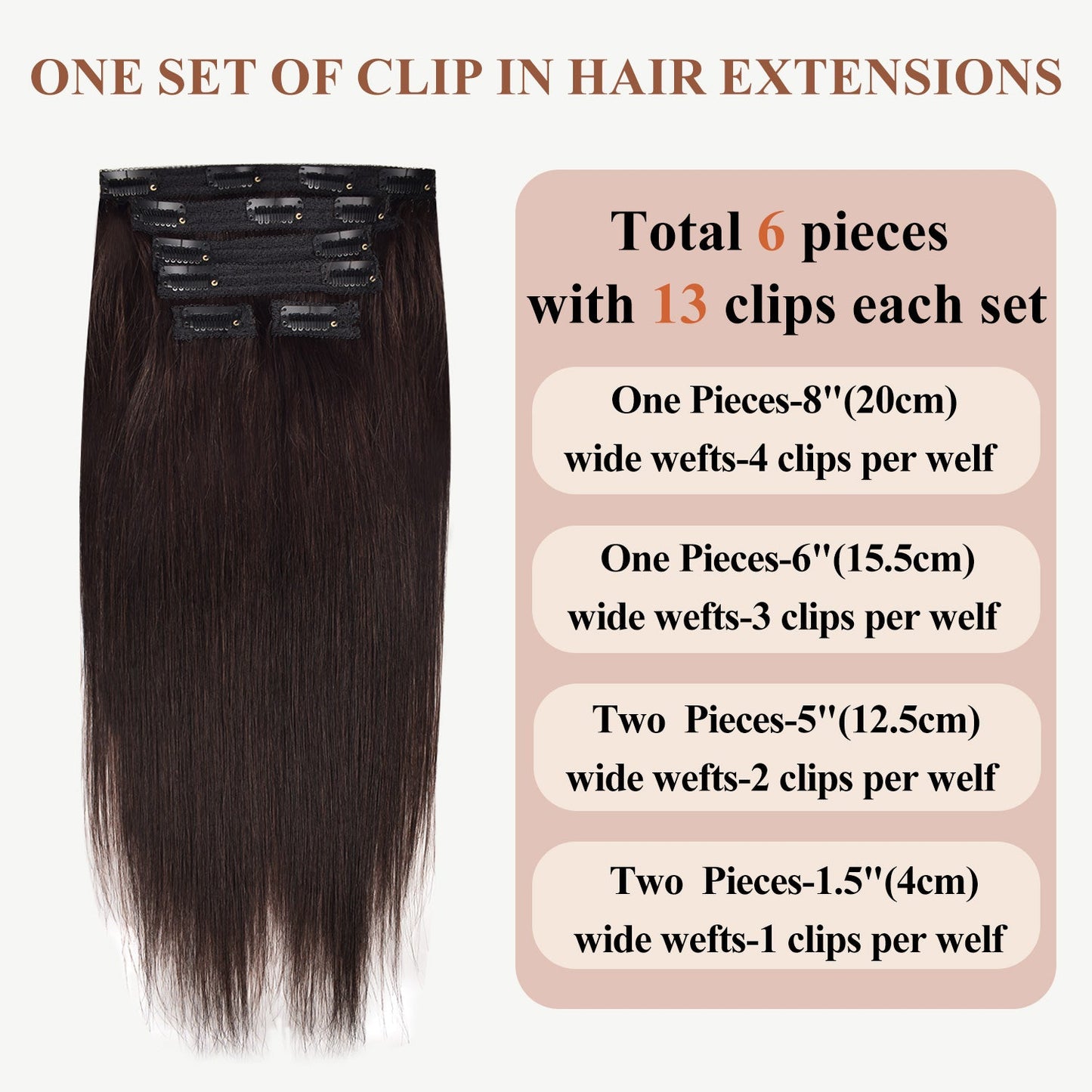 #2 Dark Brown Straight Free Shipping Clip in Hair Extensions Real Human Hair Invisible Lace Clip ins 6Pcs 110G CVOHAIR