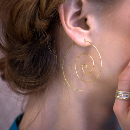 Spiral Hoop Earrings Sterling Silver Handmade Ethnic Jewelry