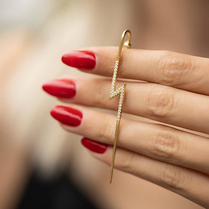 Cartilage Earring with Zirconia in Sterling Silver Trendy Jewelry