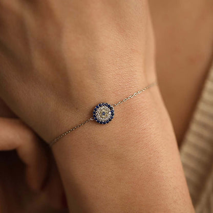 Sterling Silver Chain Bracelet Evil Eye Protection Jewelry