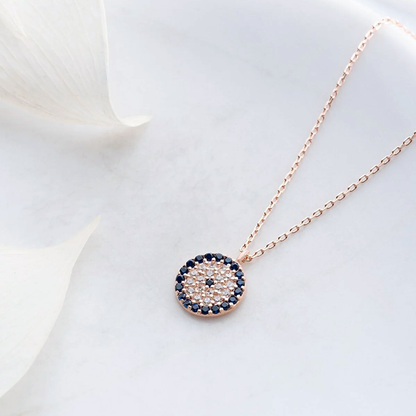 Silver Pendant Necklace with Evil Eye Talisman