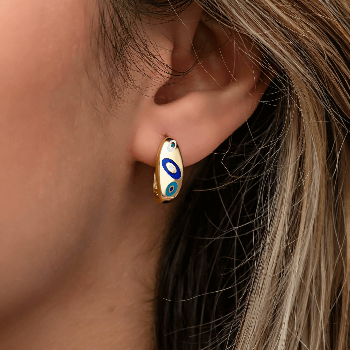 Evil Eye Pattern Handcrafted Earrings in 925 Sterling Silver