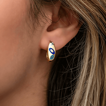 Evil Eye Pattern Handcrafted Earrings in 925 Sterling Silver