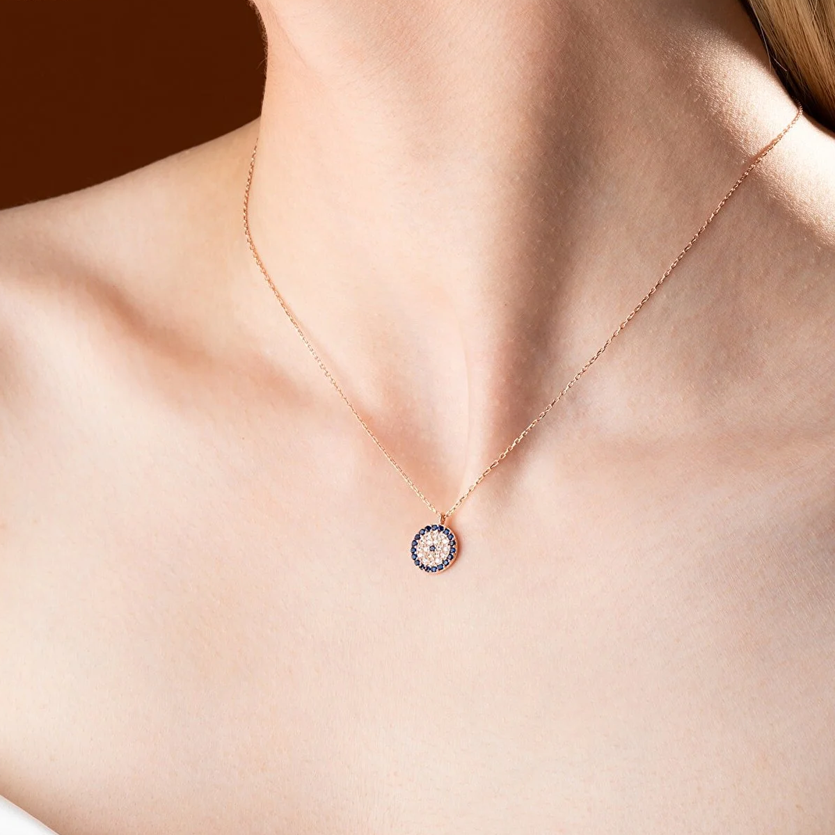 Silver Pendant Necklace with Evil Eye Talisman