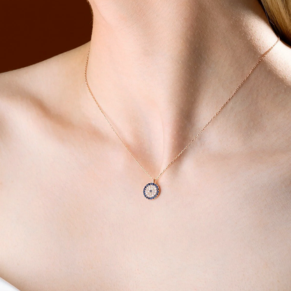 Silver Pendant Necklace with Evil Eye Talisman