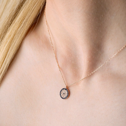 Silver Pendant Necklace with Evil Eye Talisman
