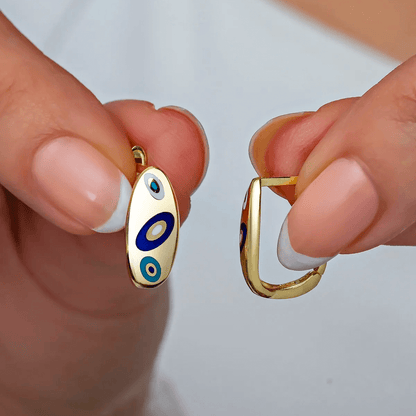 Evil Eye Pattern Handcrafted Earrings in 925 Sterling Silver