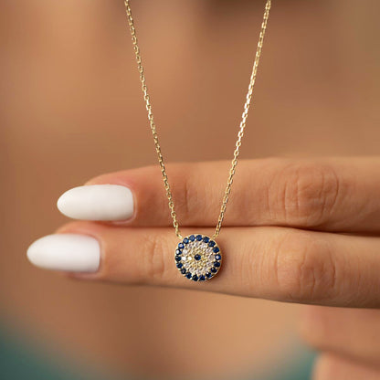 Evil Eye Necklace Sterling Silver Protection Amulet