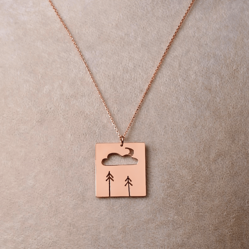Tree Necklace Pine Forest Themed Pendant with Chain